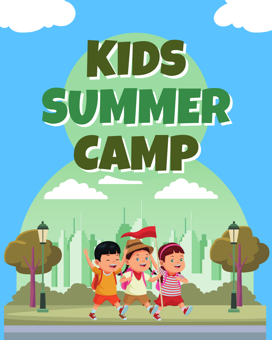 Green Blue White Minimalist Simple Kids Summer Camp Poster (Instagram Post (45))
